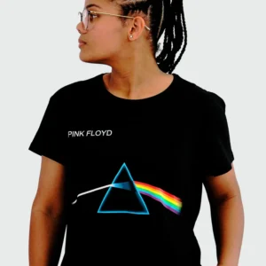 Camiseta Manga Curta Feminina Pink Floyd The Dark Side Of The Moon