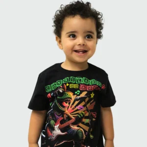 Camiseta Manga Curta Infantil Consulado do Rock Dino