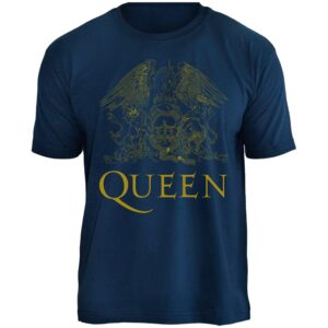Camiseta Queen - Logo Gold Azul