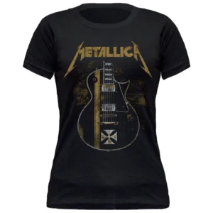 Baby Look Metallica Hetfield Iron Cross Guitar