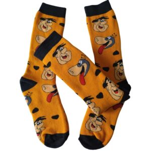 Meia cano longo Os Flintstones laranja divertida