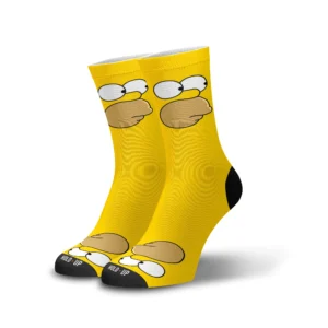 Meia Cano Alto Estampada Rosto Do Homer